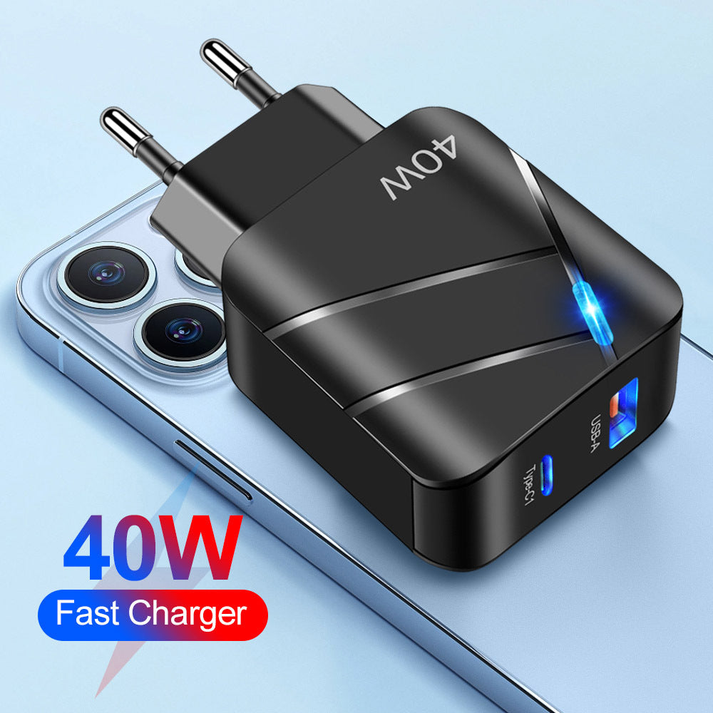 Chargeur de téléphone portable à recharge rapide 40W PD QC30