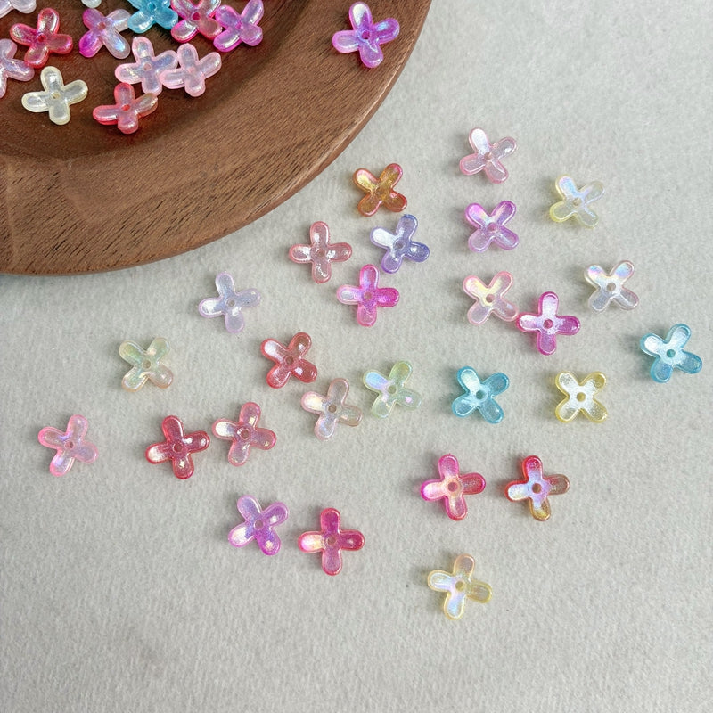 Perles de fleurs acryliques 4-Petal Lumineuses Glow-in-the-Dark
