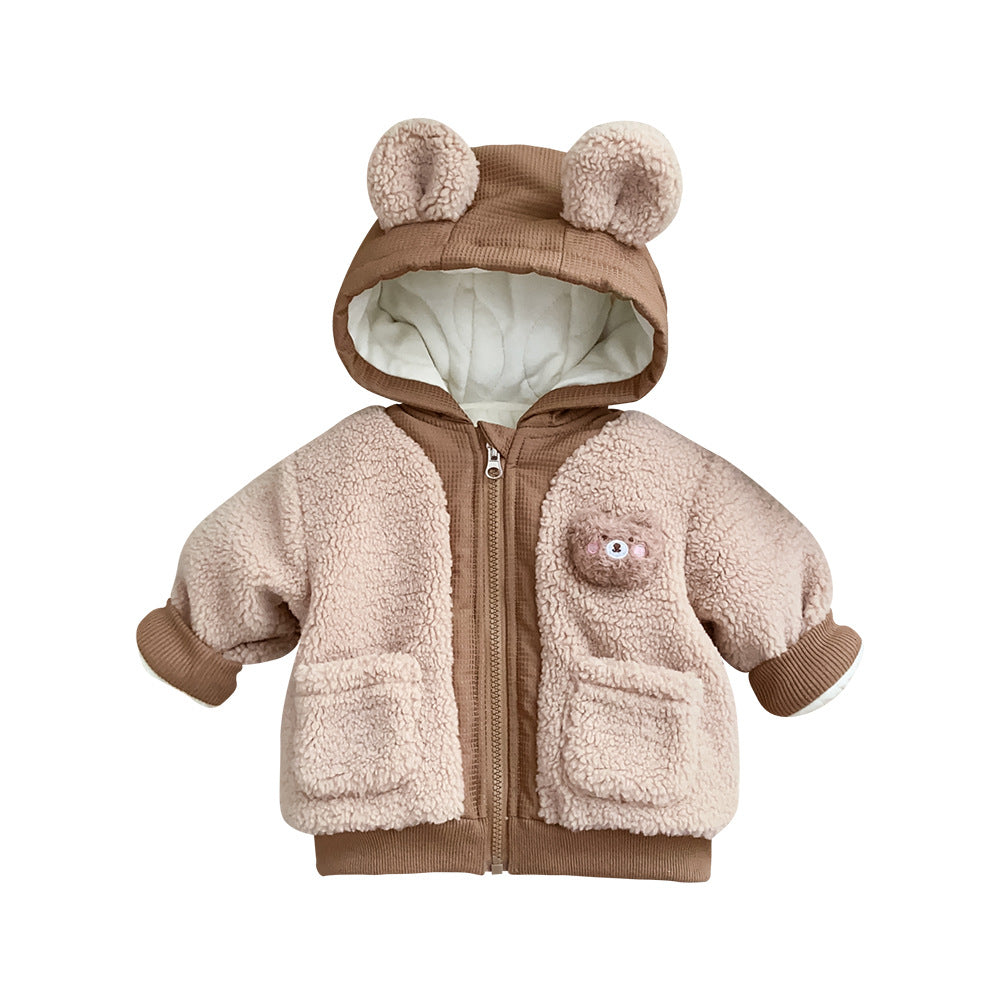 Veste d'hiver pour enfants Mignon ours plus velours de style coréen