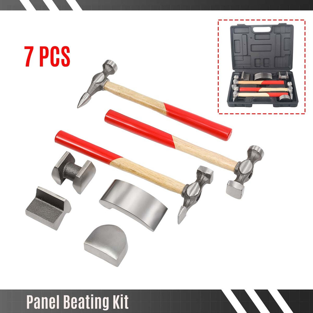 7x Outil de réparation du corps automatique Kit panneau d'artisanat battre Hammer et Dolly Set Hammer