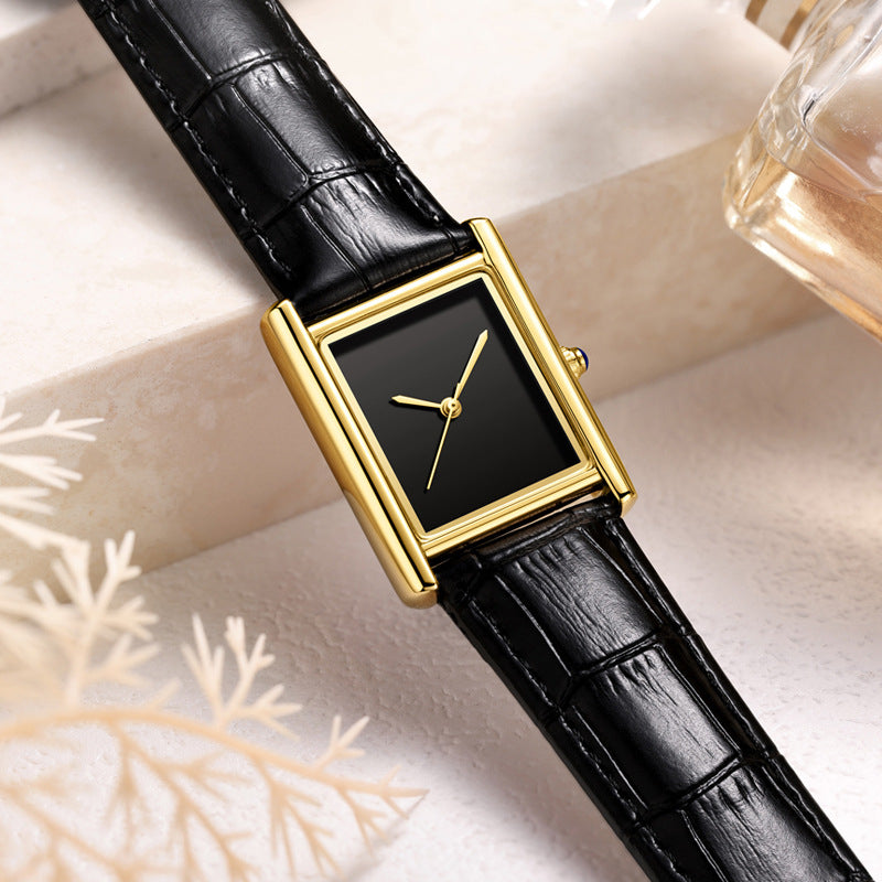 Bracelet de montre en cuir de couple simple carré montre étudiante étanche