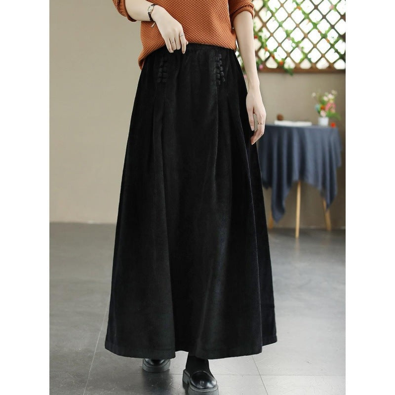 Lose Slim Fit Slimming High Waist Cramp Corduroy Grande Jupe Swing