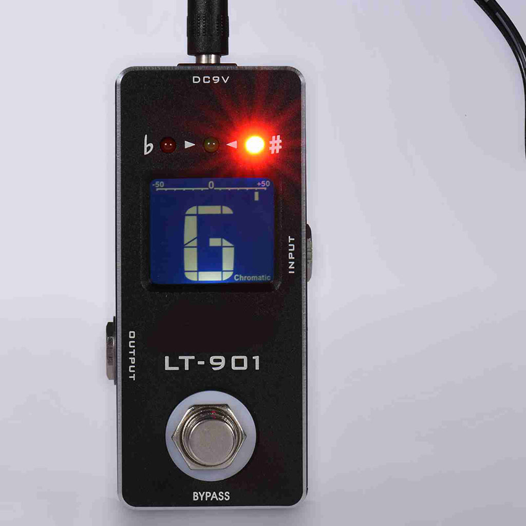 Mini Tuner de guitare chromatique Effet de pédale Vrai Bypass Affichage LCD