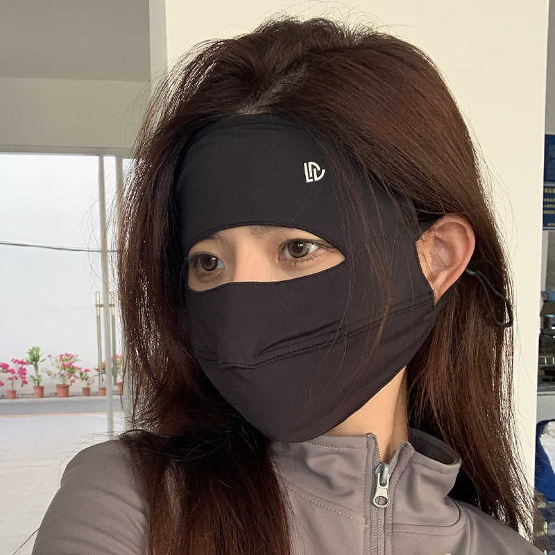 Masque de protection solaire plein visage Protection UV Mode extérieure Revêtement respirant en soie glacée