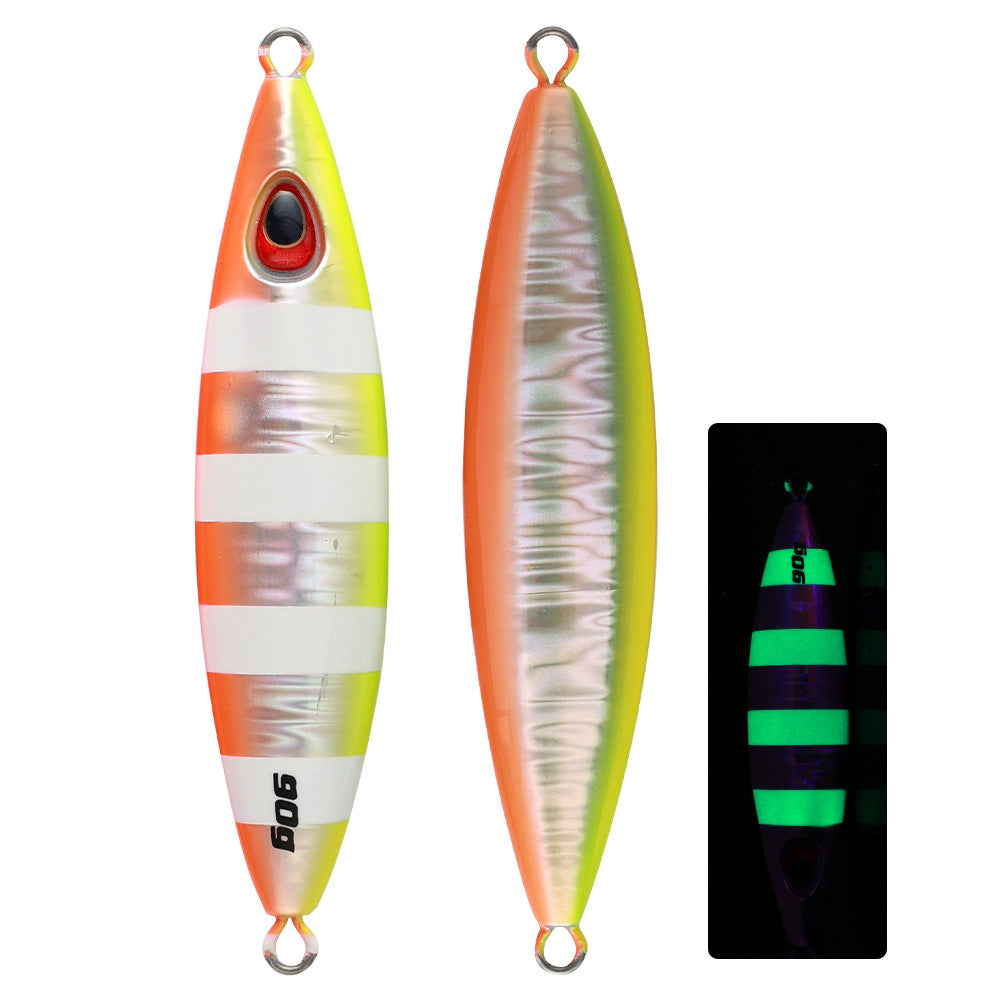 60g 90g UV Lumineux pêche en mer à bascule lente plaque de fer Lure de bateau