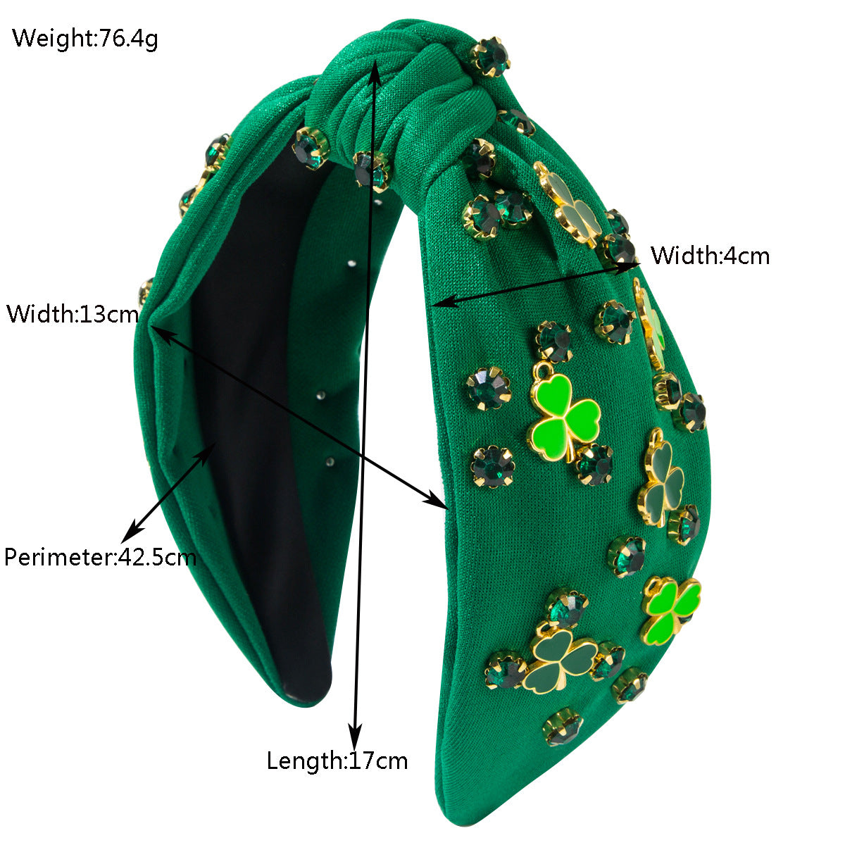 Strass Green Clover Décoration Accessoires Cheveux Hoop Femme