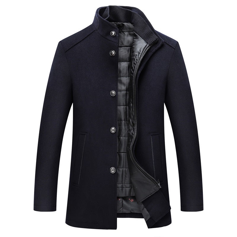 Manteau de laine pour hommes occasionnel Chaud de collier de laine pour hommes