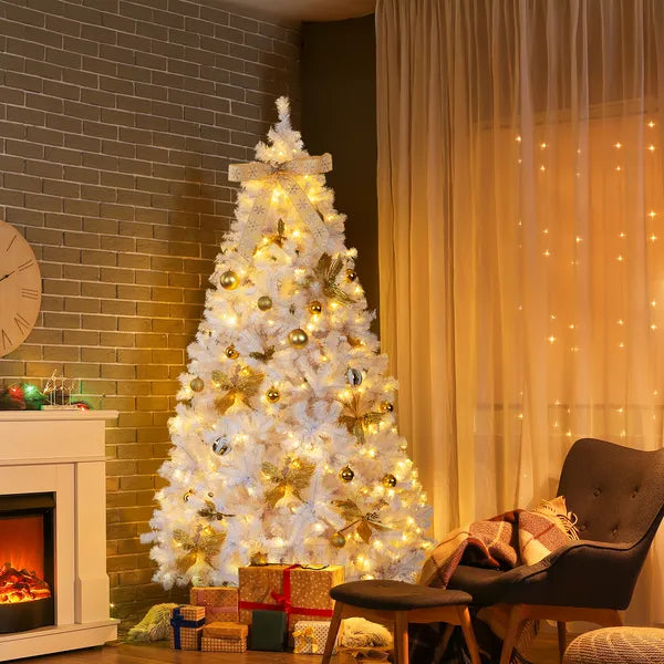 7.5 FT Arbre de Noël artificiel avec bricolage 400 lumières LED blanches chaudes