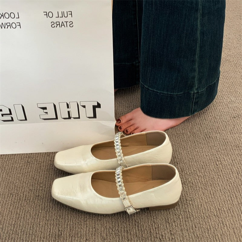 Femmes Minimalist Elegant en cuir métallisé Plats
