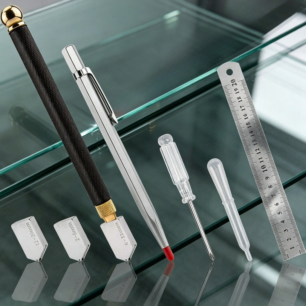 Set de coupe en verre avec lames et outils de remplacement - Ensemble complet pour coupe précise en D