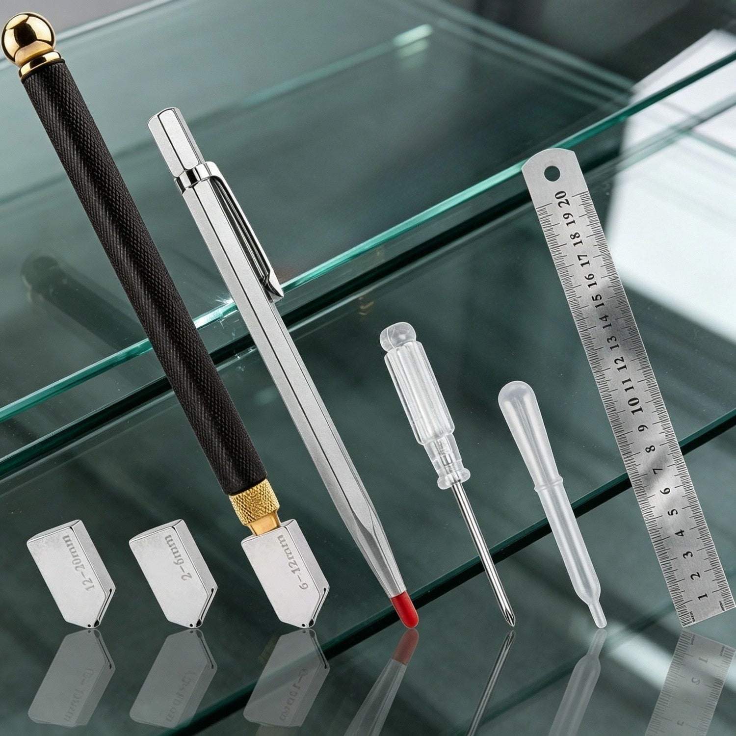 Set de coupe en verre avec lames et outils de remplacement - Ensemble complet pour coupe précise en D