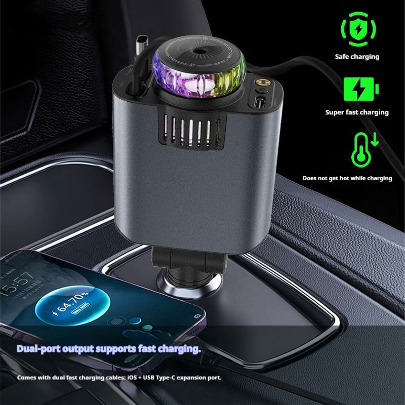 Chargeur de voiture PD charge rapide câble rétractable chargeur rapide allumeur de cigarette