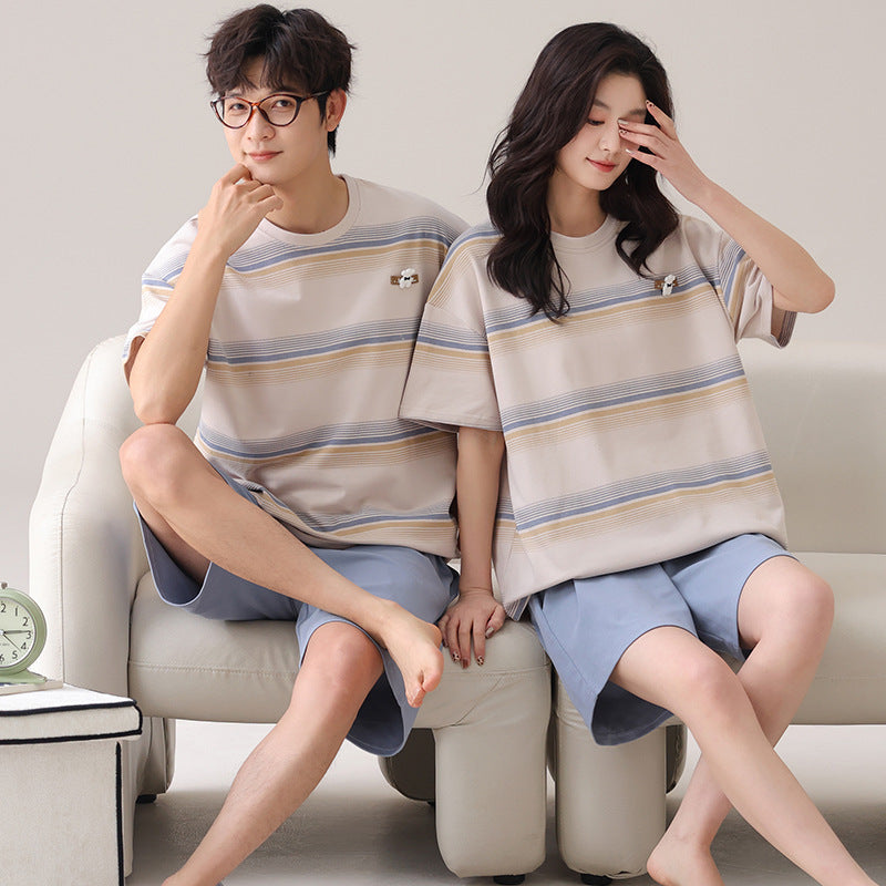 Port d'extérieur Loose Short à manches courtes Couple Pajamas