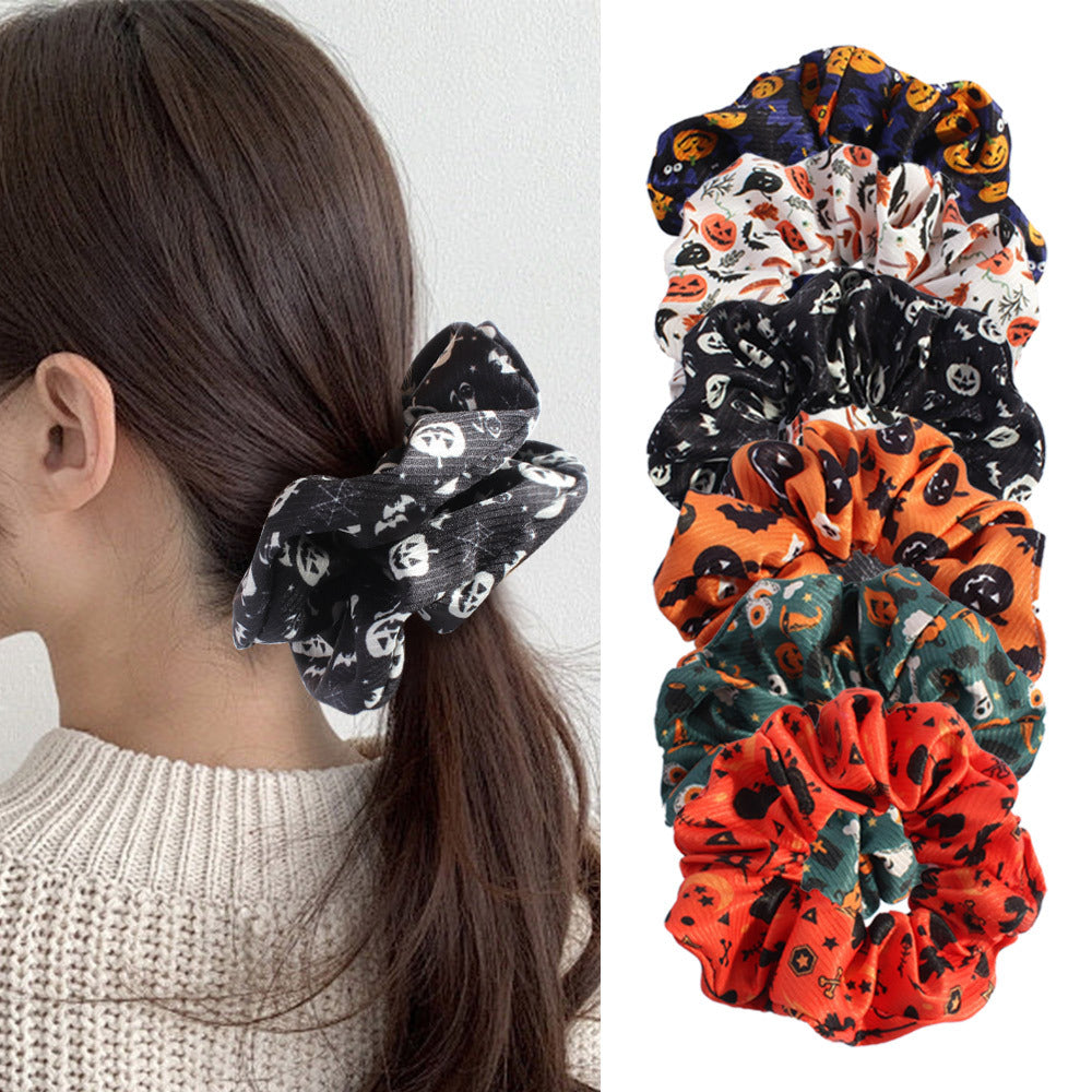 Tissu Skull-pattern Attache de cheveux Festive Femmes Accessoire de cheveux polyvalent et facile à assortir