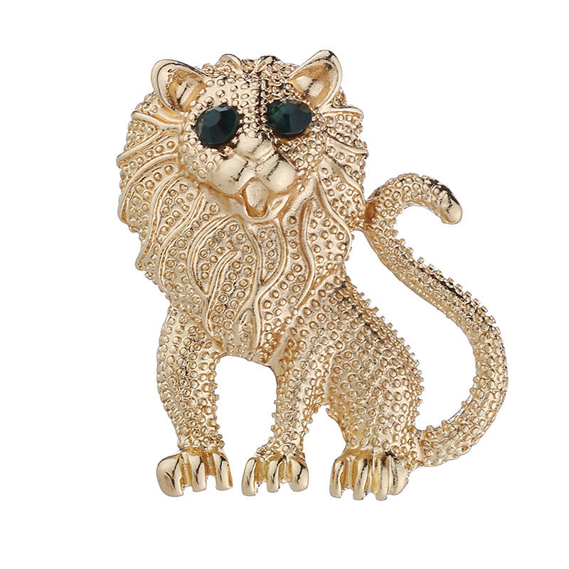 Fierce Tête Lion et Tigre Brooch Vintage Personnalisé