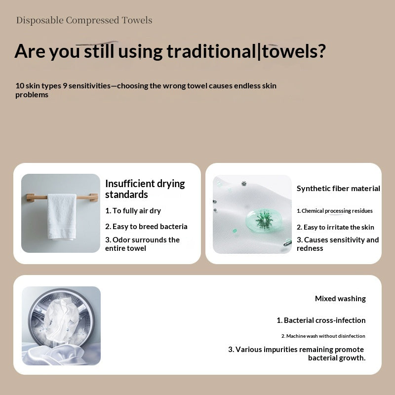 Petite serviette en coton jetable comprimé avec emballage individuel transparent