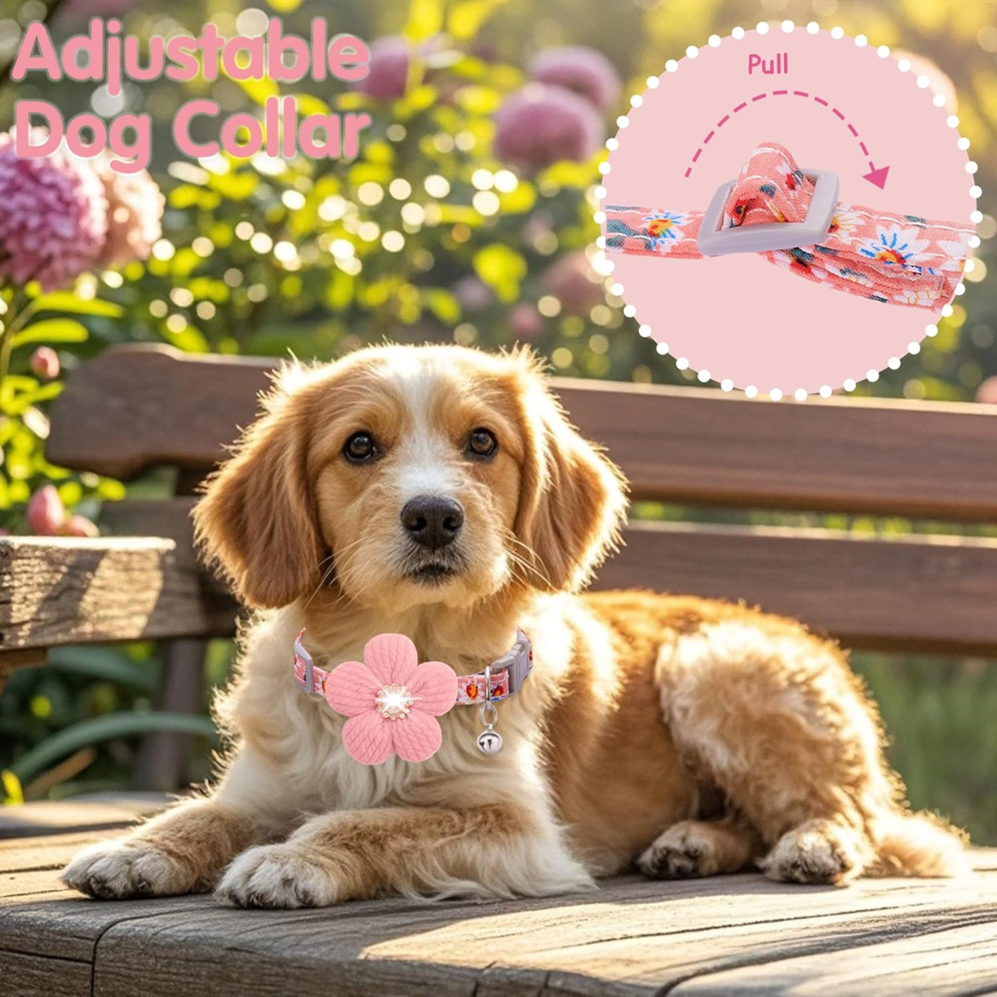 Petit collier de chien avec fleur