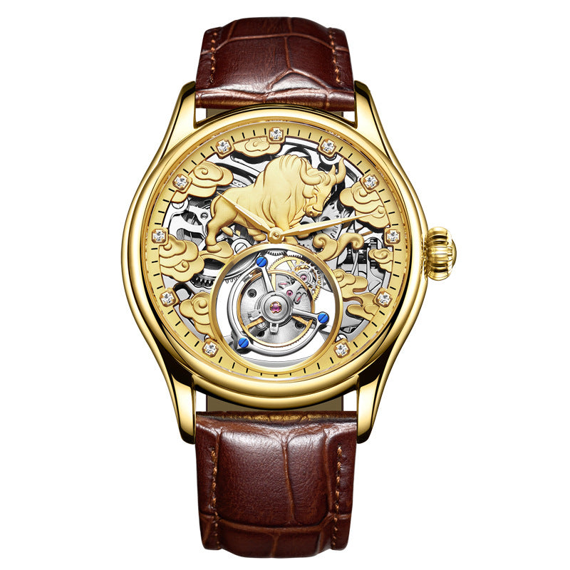 Montre mécanique en verre gemme double face