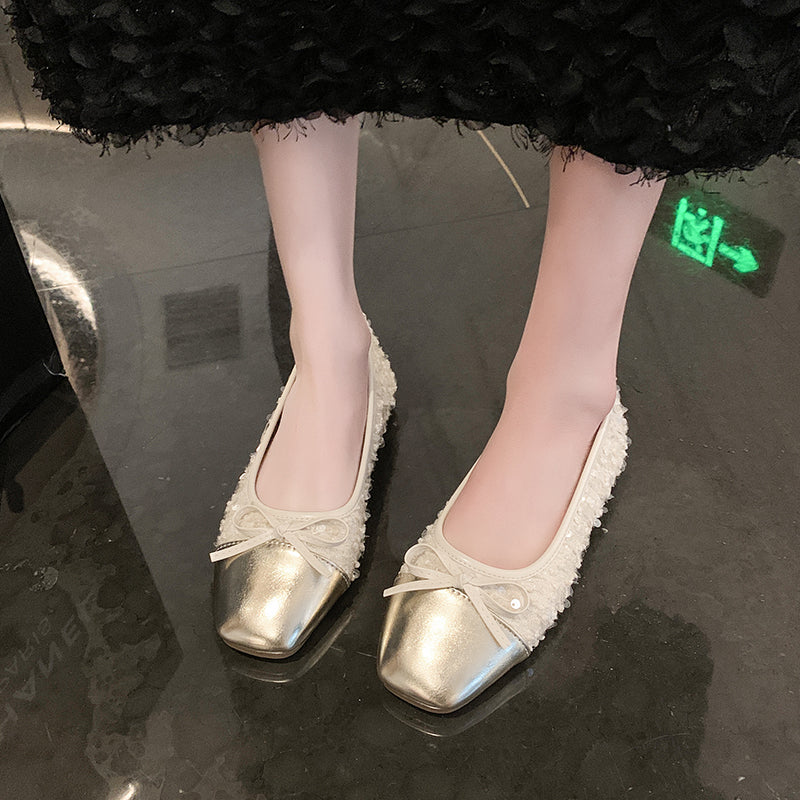 Femmes Élégante paillette paillette Mary Jane Flat Shoes Matching Casual Daily