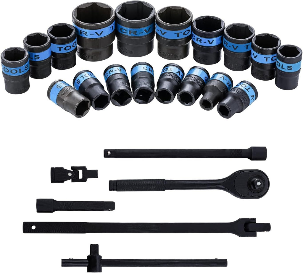 Heavy Duty 1-2 po Clé à cliquet 8-32mm Set de chaussettes métriques Ensemble de valises métalliques UK
