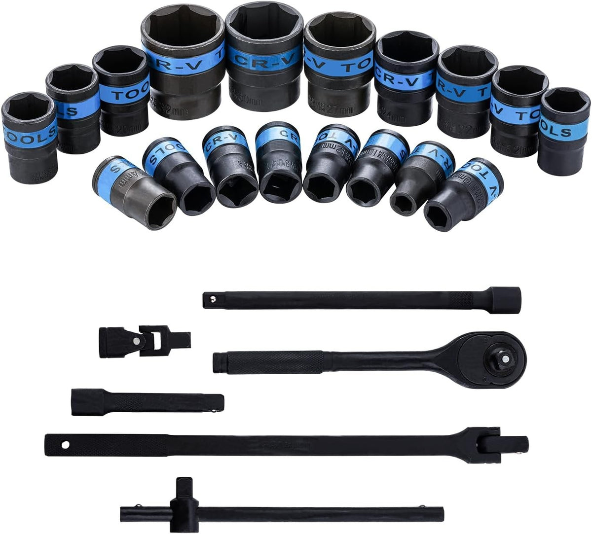 Heavy Duty 1-2 po Clé à cliquet 8-32mm Set de chaussettes métriques Ensemble de valises métalliques UK
