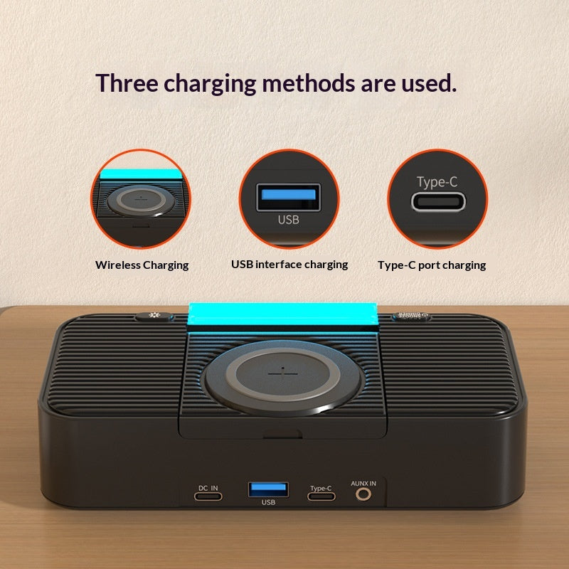 Lumière de nuit ambiante de recharge sans fil avec haut-parleurs Bluetooth double