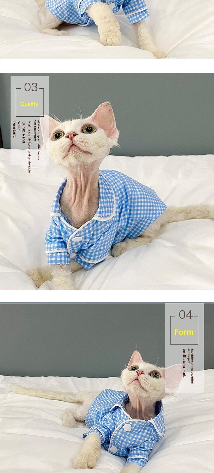 Pyjama pour Sphynx et Devon Rex Cats.