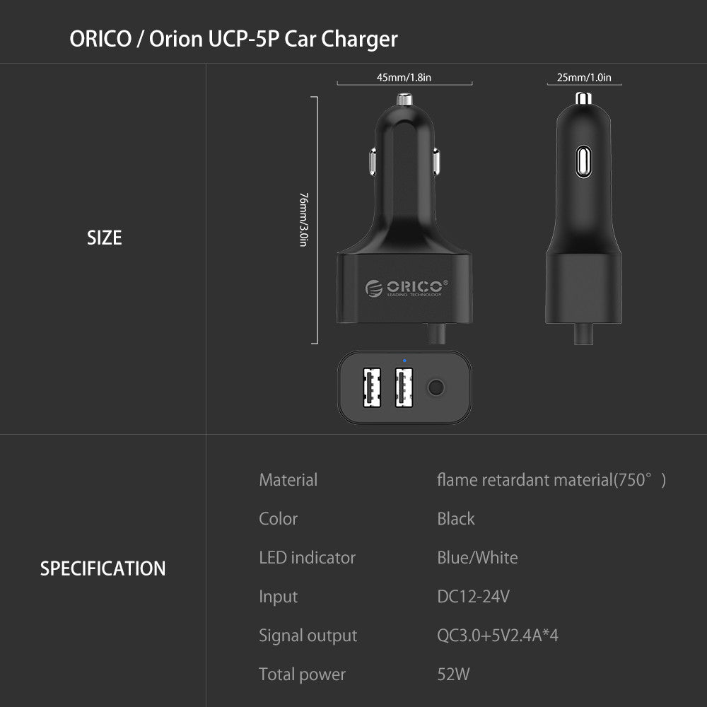 Charge rapide ORICO qc3.0 chargeur de voiture
