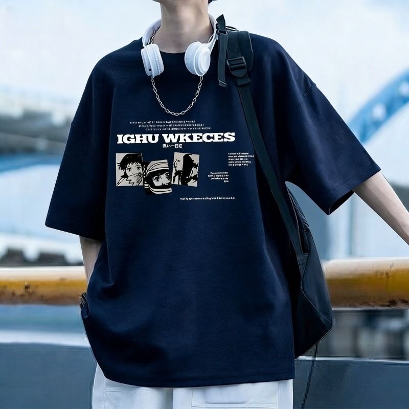 T-shirt à manches courtes pour hommes Style d'été Casual and Loose-fitting Top pour adolescents