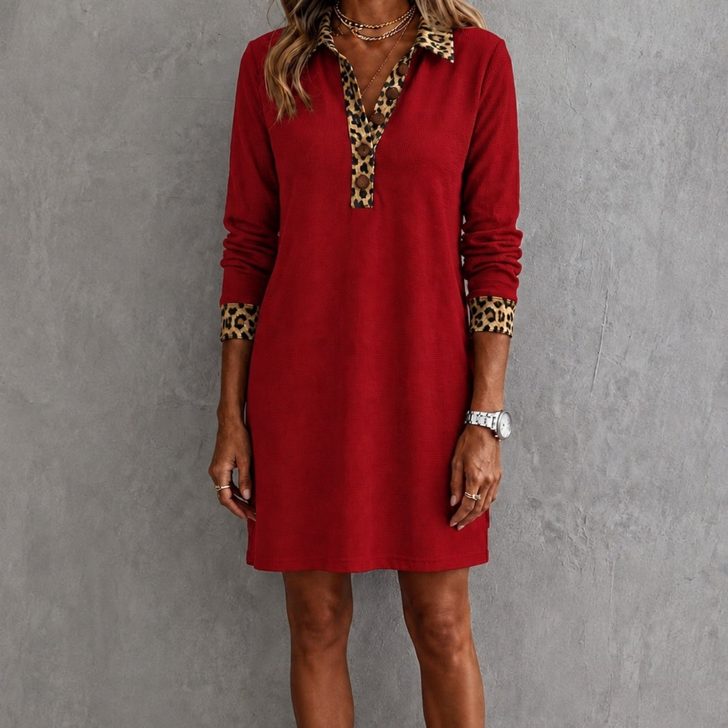 Robe à manches courtes en dentelle V pour femmes