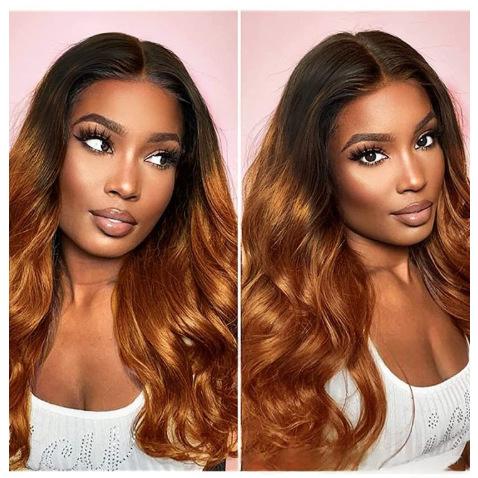 Perruque Ombre Couleur Cap en dentelle cheveux humains