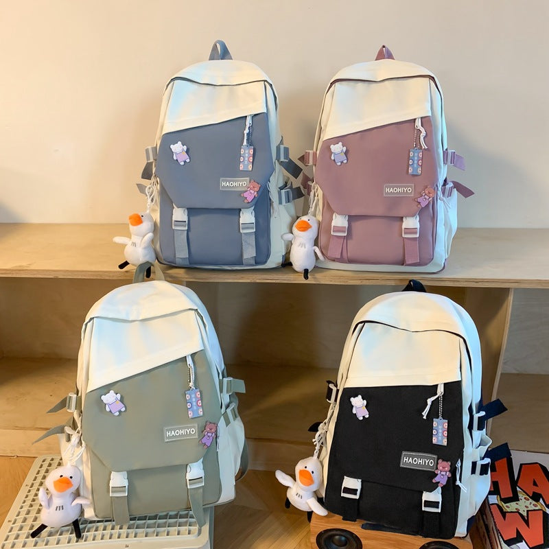 Lycée Étudiant Grande capacité Color-block Sac à dos