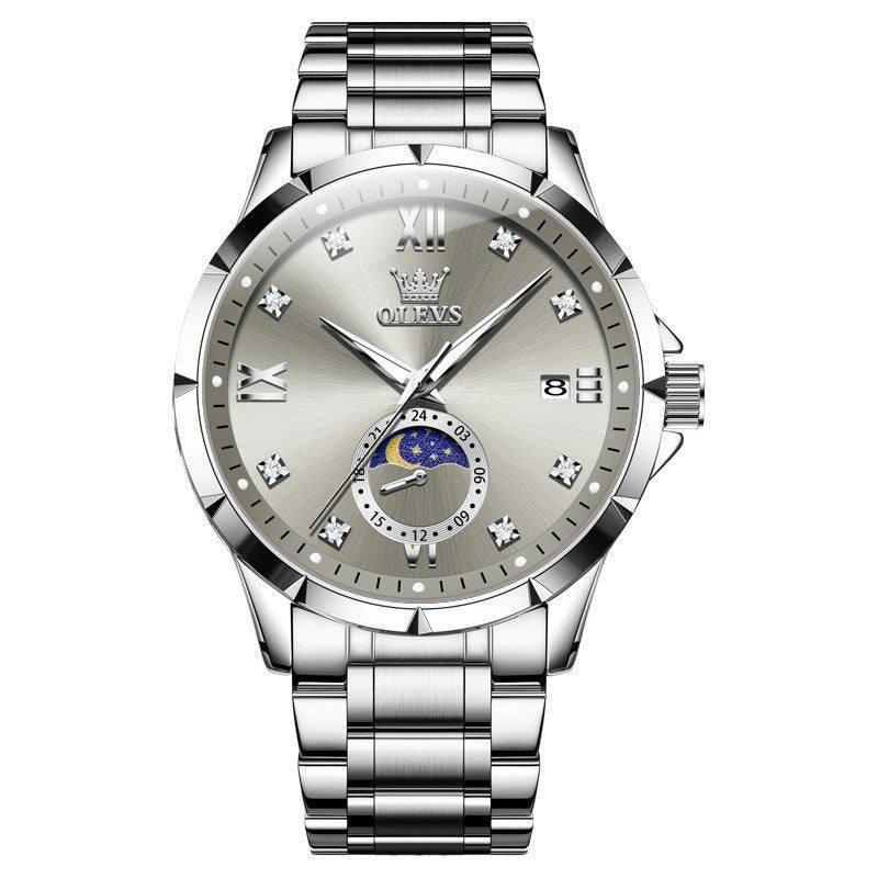 Élégant hommes calendrier incrusté de diamants Quartz montre une montre classique pour le Bu moderne