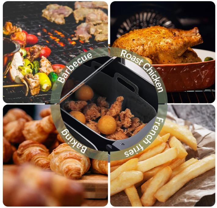 2x Air Fryer Silicone Pot Rectangle Bac de cuisson Liners de panier Insert