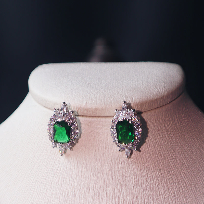 Ensemble de boucles d'oreilles pendentif vert foncé