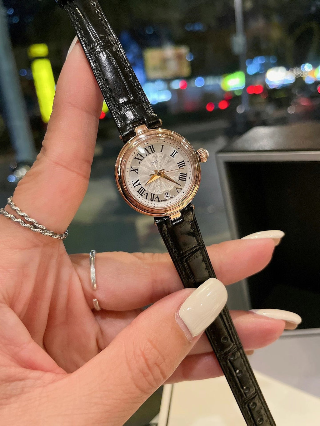 Bracelet en acier Quartz Petit cadran montre en cuir romain
