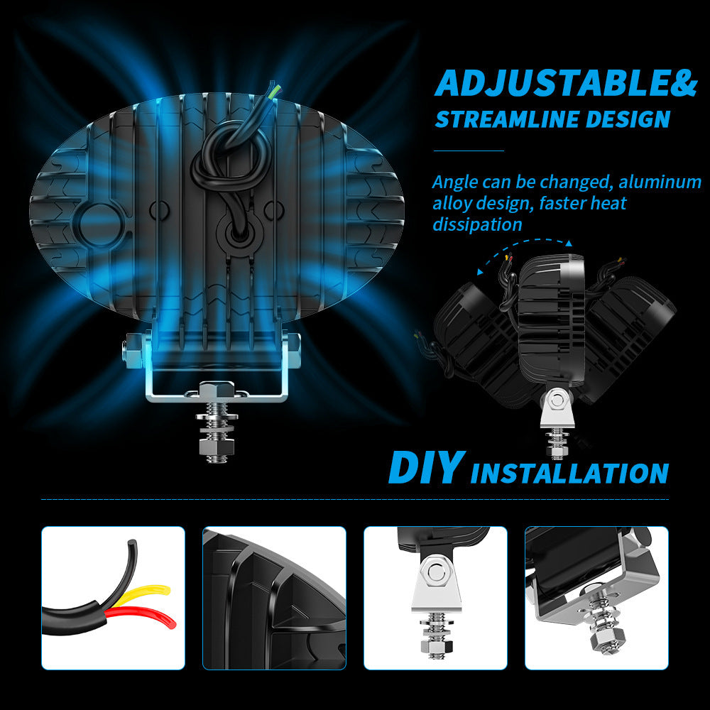 Black Warrior 55-inch Ovale 9led Lumière de travail Deux couleurs modifié voiture LED Projectlight Paving Be