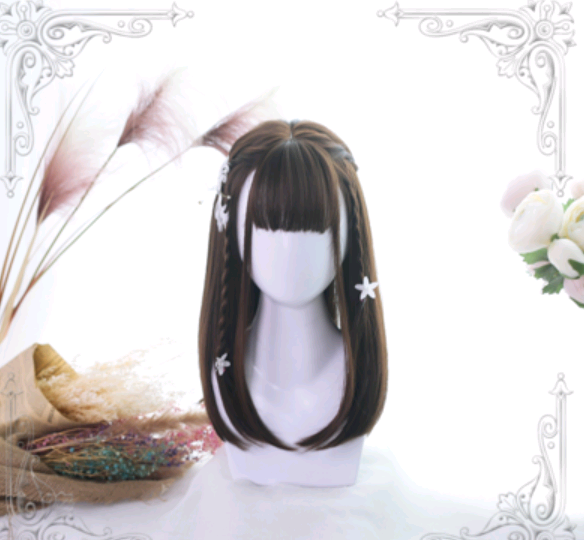 Lolita Wig Ji Fazhong Long Straight Wig Air Bangs Simulation Big Scalp