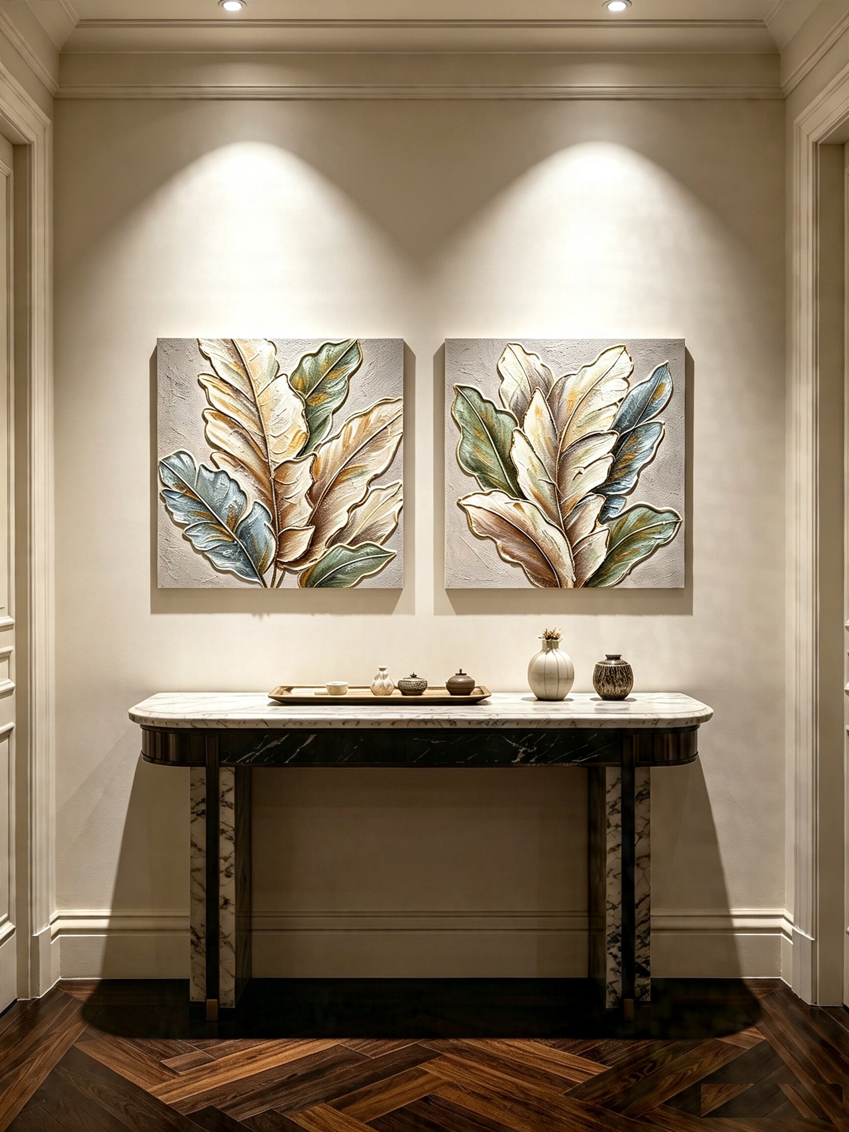 24x24 Ensemble de 2 Leaf Art Botanique