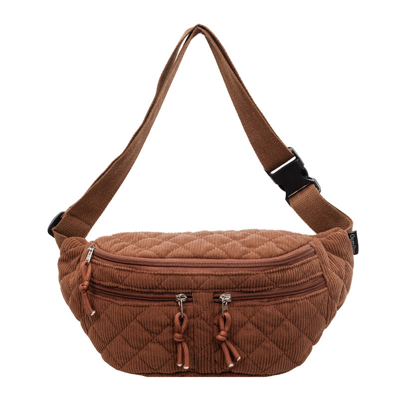 Sac de poitrine en coton massif de couleur basse Niche-design Épaule et corps croisé polyvalent et facile T