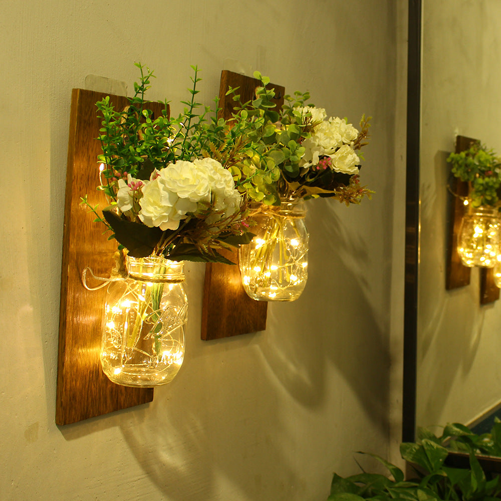 Lampe murale en bois de fleur immortal