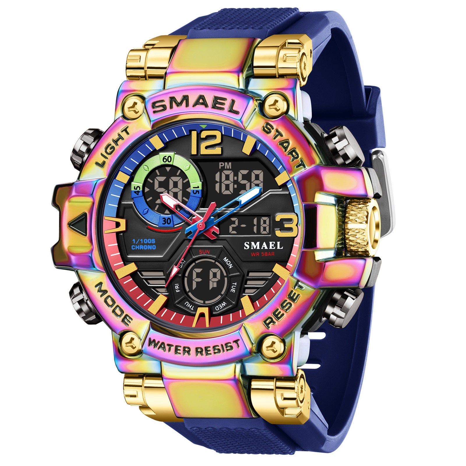 Homme Alliage Multicolore Multi-Function Dual-Display Sports Watch