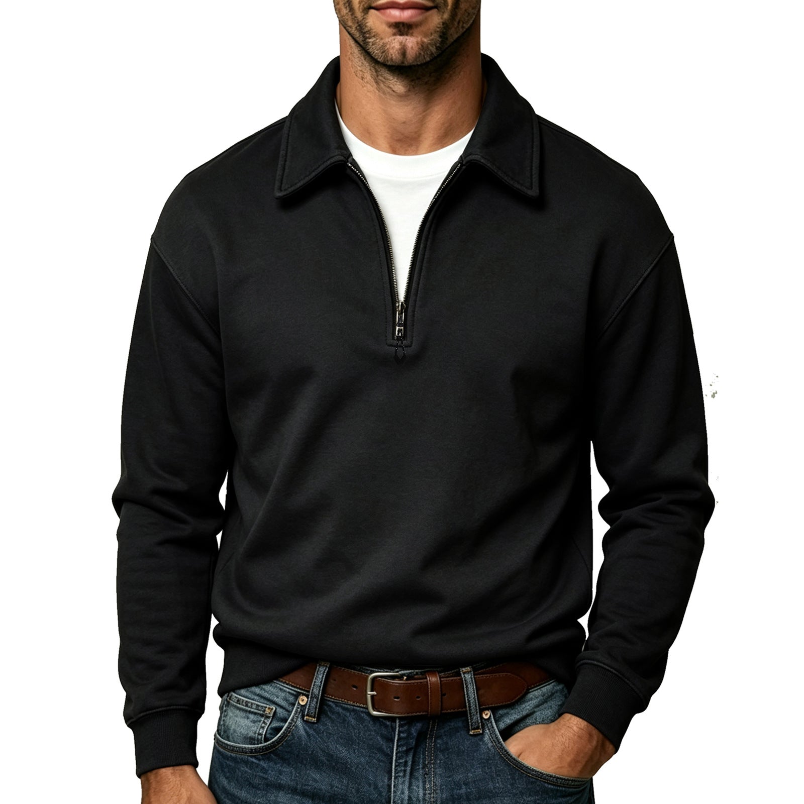 Top Hoodie Homme Plus Taille Lapel-Zip