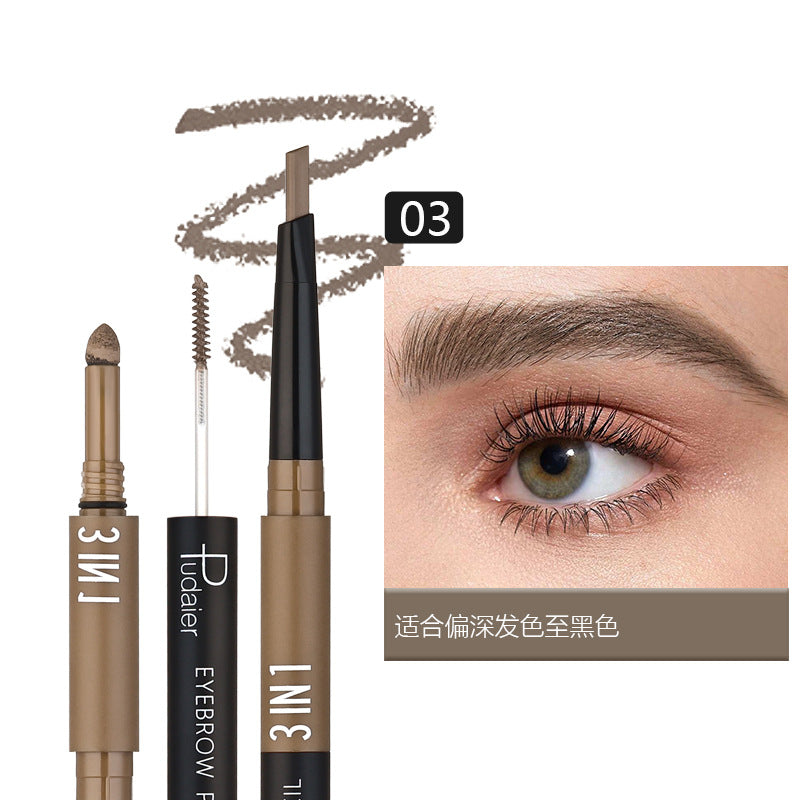 Crayon à sourcils étanche Triangle double tête en trois en un