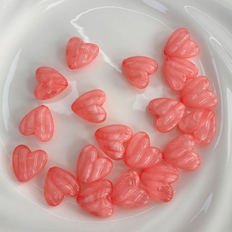 Perles de coeur en acrylique à deux tons