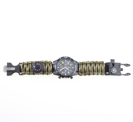 6 En 1 Ttictos Al Aire Libre EDC Supervivencia Ajustable Pulsera Brjula Rescate Paracord C