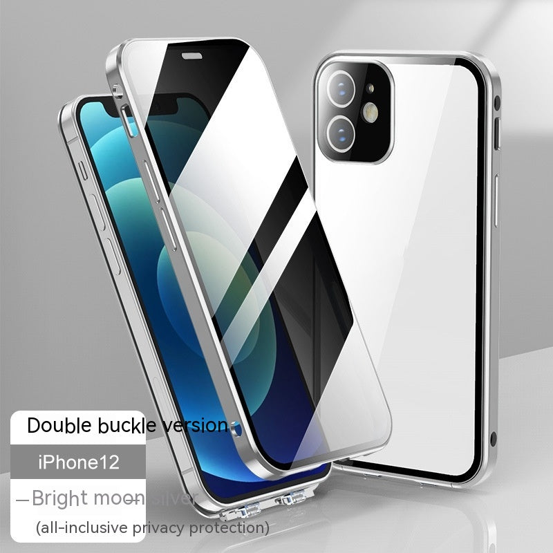 Cas de téléphone applicable Double-face Buckle Glass Privacy