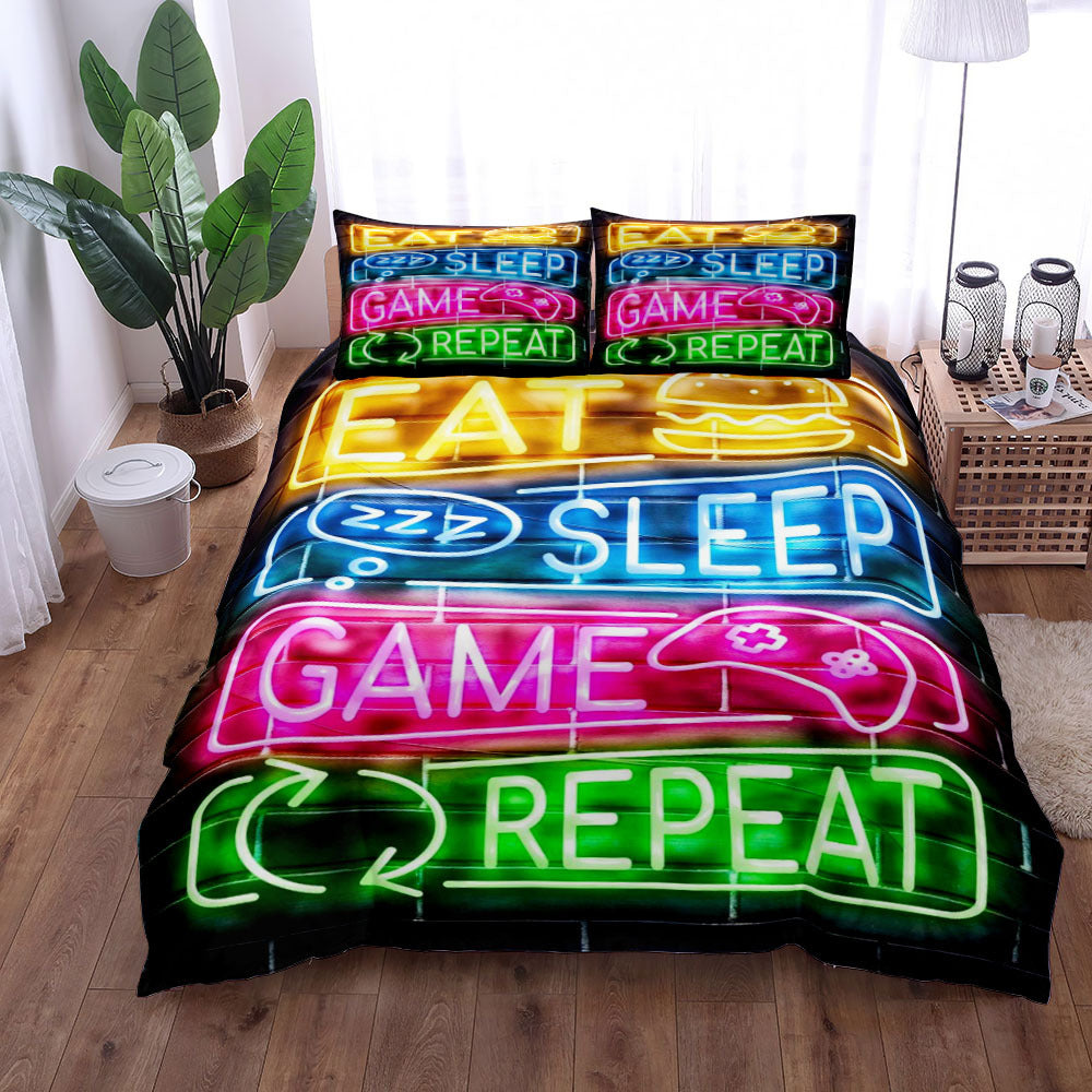 Jeu lit imprimé Trois-pièces ensemble lit feuille housse Oreiller Case