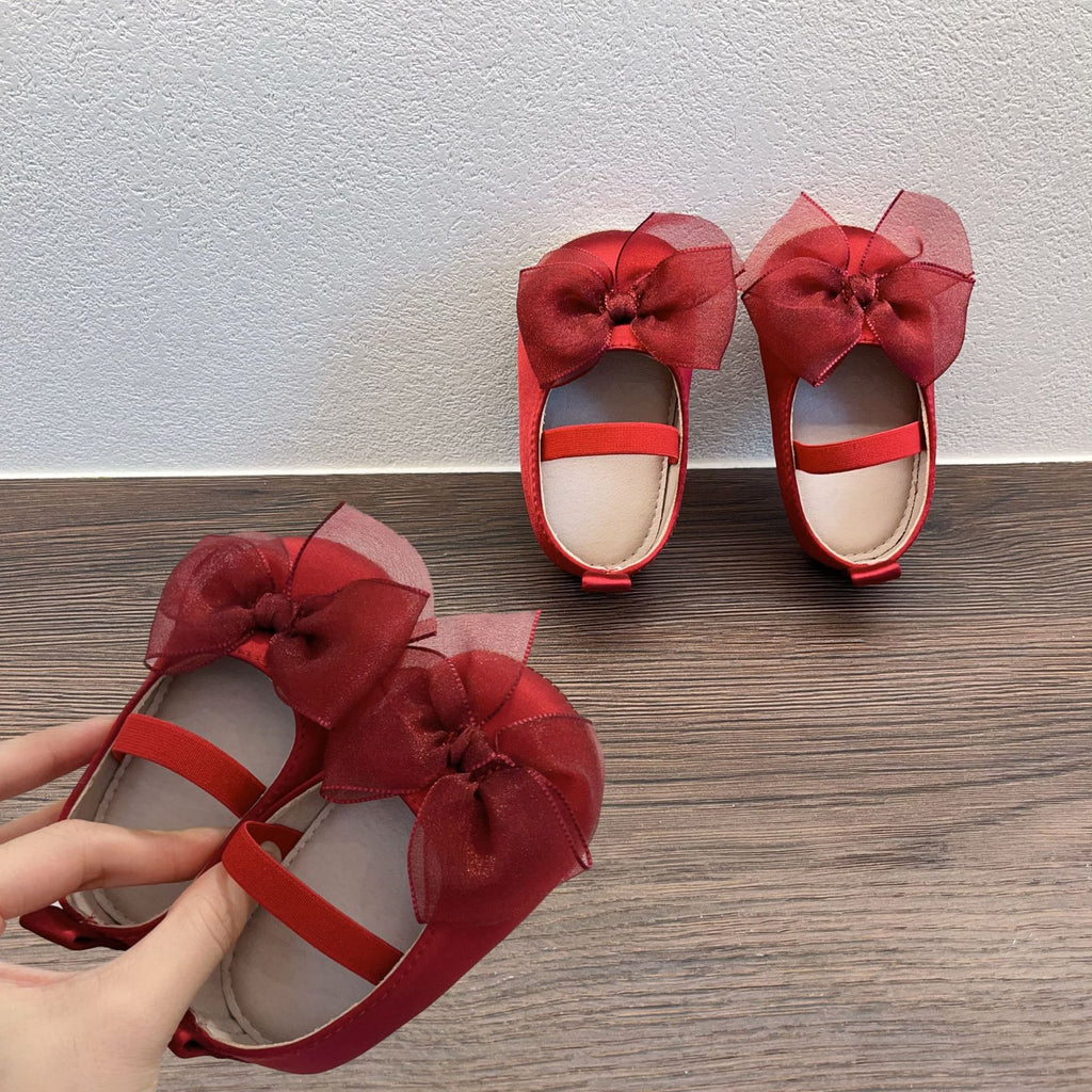 Princess Toddler Soft Bottom Pumps Bow Velcro Chaussures de petit tissu