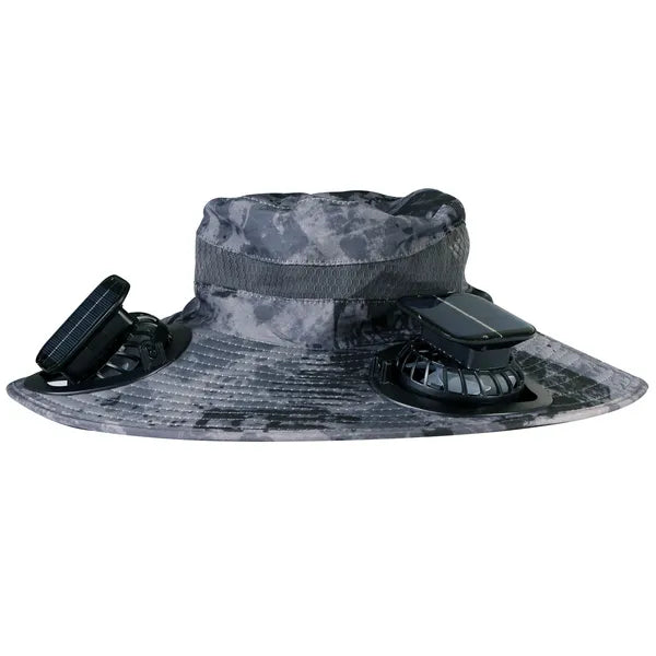 Chapeau de soleil extérieur avec 2 ventilateurs rechargeables Solar Powered 3 vitesses de vent UPF50+ Brea